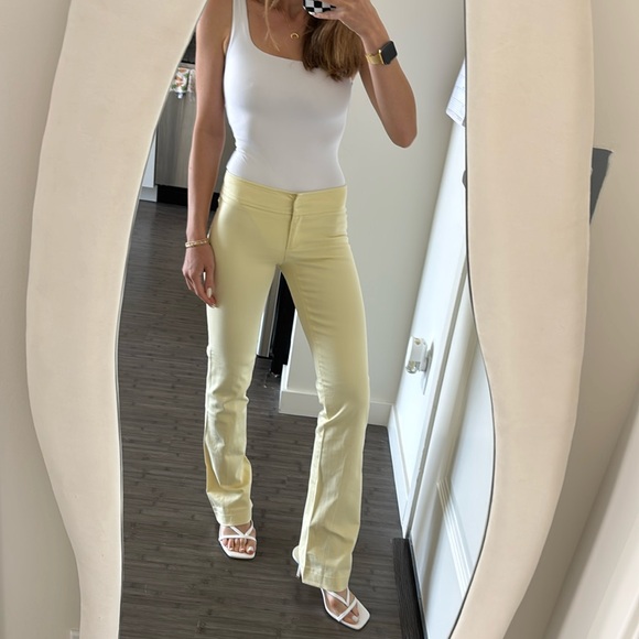 Patrizia Pepe Firenze Italian pastel yellow denim jeans low rise bootcut - Picture 3 of 10